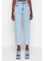 Trendyol světle modré rovné džíny s vysokým pasem