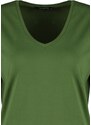 Trendyol Khaki 100% Cotton Boyfriend V-Neck Knitted T-Shirt