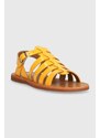 Dětské kožené sandály Pom D'api oranžová barva