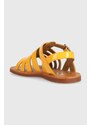 Dětské kožené sandály Pom D'api oranžová barva