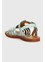 Dětské kožené sandály Pom D'api tyrkysová barva