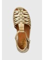 Dětské kožené sandály Pom D'api zlatá barva