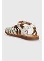 Pom D'api Dětské kožené sandály Calvin Klein stříbrná barva
