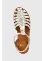 Pom D'api Dětské kožené sandály Calvin Klein stříbrná barva