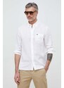 Plátěná košile Lacoste bílá barva, regular, s límečkem button-down