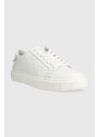 Kožené sneakers boty Calvin Klein LOW TOP LACE UP MONO HF bílá barva, HM0HM01068