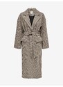Béžový dámský kostkovaný kabát s příměsí vlny ONLY Lipa - Dámské