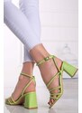 Bestelle Zelené sandály na hrubém podpatku Mircella