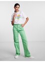 Světle zelené dámské široké džíny Pieces Holly - Dámské