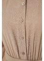 Trendyol Mink Belted Shoulder Detail Skirt With Flounces Woven Shirt Dress