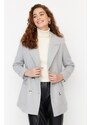 Trendyol šedý knoflík uzávěr Cachet Coat