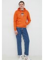Mikina Gant pánská, oranžová barva, s kapucí, s aplikací