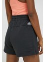 Bavlněné šortky adidas černá barva, s potiskem, high waist, IC4442