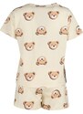 Trendyol Ecru 100% Cotton Teddy Bear Patterned T-shirt-Shorts Knitted Pajama Set