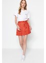 Trendyol Pomegranate Blossom Polka Dot Skirt-Look High Waist Mini Knitted Shorts