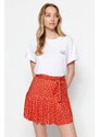 Trendyol Pomegranate Blossom Polka Dot Skirt-Look High Waist Mini Knitted Shorts