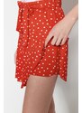 Trendyol Pomegranate Blossom Polka Dot Skirt-Look High Waist Mini Knitted Shorts