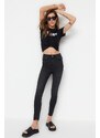 Trendyol Black High Waist Skinny Jeans with Ripped Legs