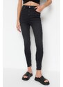 Trendyol Black High Waist Skinny Jeans with Ripped Legs