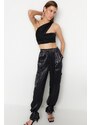 Trendyol Black Crop Knitted Shimmering Bustier