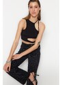 Trendyol Black Crop Knitted Window/Cut Out Detailed Blouse