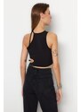 Trendyol Black Crop Knitted Window/Cut Out Detailed Blouse