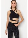 Trendyol Black Crop Knitted Window/Cut Out Detailed Blouse