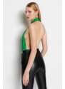 Trendyol Green Halterneck Cross-tied Waist Decollete Flexible Snaps Knitted Body