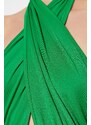 Trendyol Green Halterneck Cross-tied Waist Decollete Flexible Snaps Knitted Body