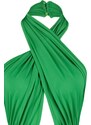 Trendyol Green Halterneck Cross-tied Waist Decollete Flexible Snaps Knitted Body