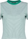 Trendyol Striped Green Ecru Premium Basic Crew Neck Knitted T-Shirt