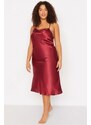 Trendyol Curve Claret Red Straps, Satin Woven Back Detailed Nightgown