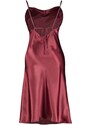 Trendyol Curve Claret Red Straps, Satin Woven Back Detailed Nightgown