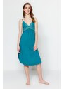 Trendyol Emerald Lace and Knitted Nightgown with Back Detail and a Slit