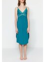 Trendyol Emerald Lace and Knitted Nightgown with Back Detail and a Slit