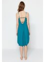 Trendyol Emerald Lace and Knitted Nightgown with Back Detail and a Slit