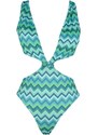 Trendyol Geometric Patterned Deep Low-cut High Leg Regular Swimsuit