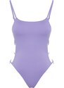 Trendyol Lilac Kulatý výstřih Doplněné Plavky s vysokými nohavicemi