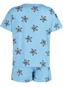 Trendyol Blue 100% Cotton Star Pattern T-shirt-Shorts Knitted Pajamas Set