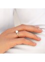 Perlový prsten s diamanty v růžovém 14k zlatě KLENOTA R6046004