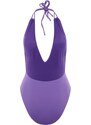Trendyol fialové plavky s hlubokým výstřihem / oknem s pravidelnými nohavicemi