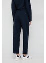 Kalhoty Tommy Hilfiger dámské, tmavomodrá barva, široké, high waist