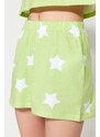 Trendyol Light Green 100% Cotton Star Patterned T-shirt-Shorts Knitted Pajamas Set