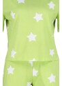 Trendyol Light Green 100% Cotton Star Patterned T-shirt-Shorts Knitted Pajamas Set