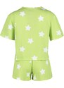 Trendyol Light Green 100% Cotton Star Patterned T-shirt-Shorts Knitted Pajamas Set