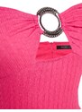 Trendyol Fuchsia Fitted Evening Dress with Knitted Texture