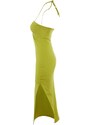 Trendyol Light Green Fitted Lined Elegant Evening Dress with Knitted Window/Cut Out Detail