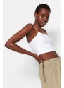 Trendyol Khaki-White 2-Pack Cotton Spaghetti Straps Crop, Stretchy Knit Undershirt