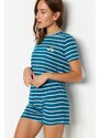 Trendyol Oil Rainbow Printed T-shirt-Shorts and Knitted Pajamas Set