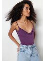 Trendyol Purple Scalloped Collar Straps, Flexible Knitted Snap fastener Body